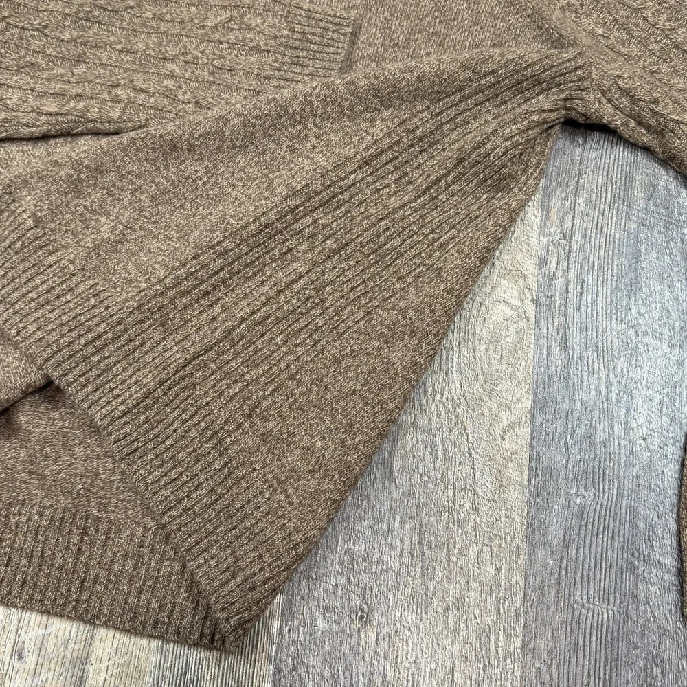 Jos A Bank 1905 Men's XL‎ Brown Wool Blend Henley Sweater Mock Neck Cable Knit